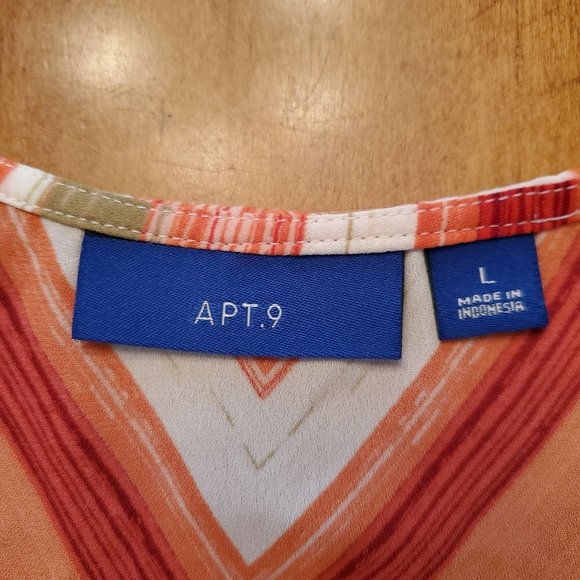 Apt 9 Orange White Maroon Olive Green Aqua V Striped Sleeveless Crop Top Sz L - Picture 13 of 15